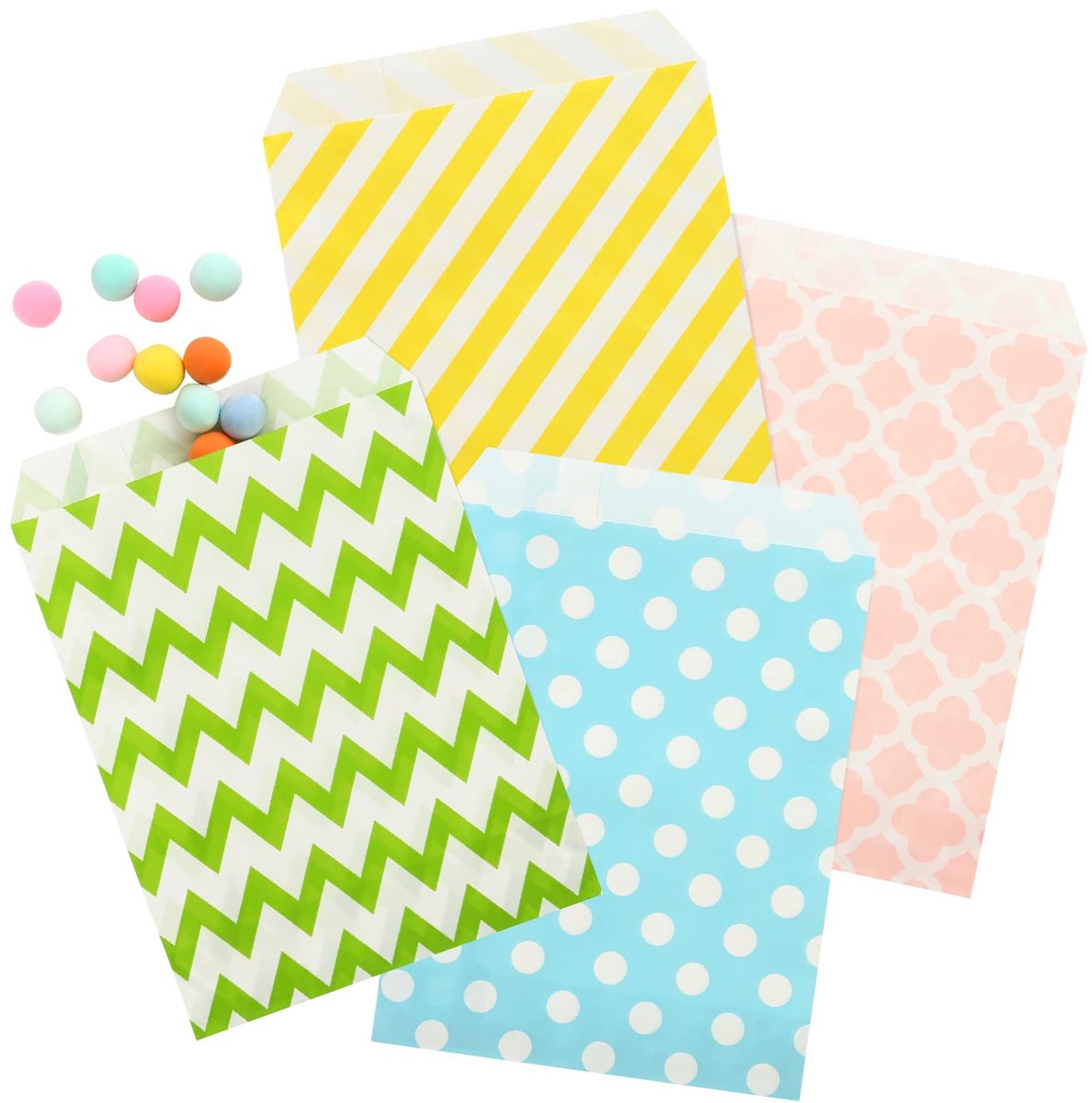 Dailygoods - Papieren Snoepzakjes Set van 100 - Voor Feestjes, Bruiloften en Verjaardagen - 4 Kleuren