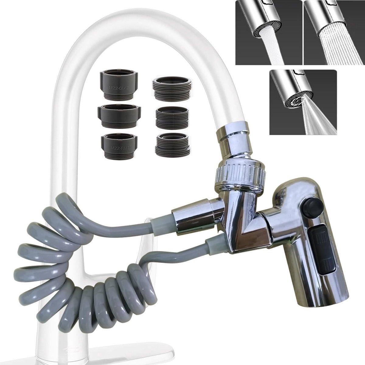 Dailygoods - Keuken Kraanaerator met Flexibele Slang en 360° Draaiend Sprayer Hoofd