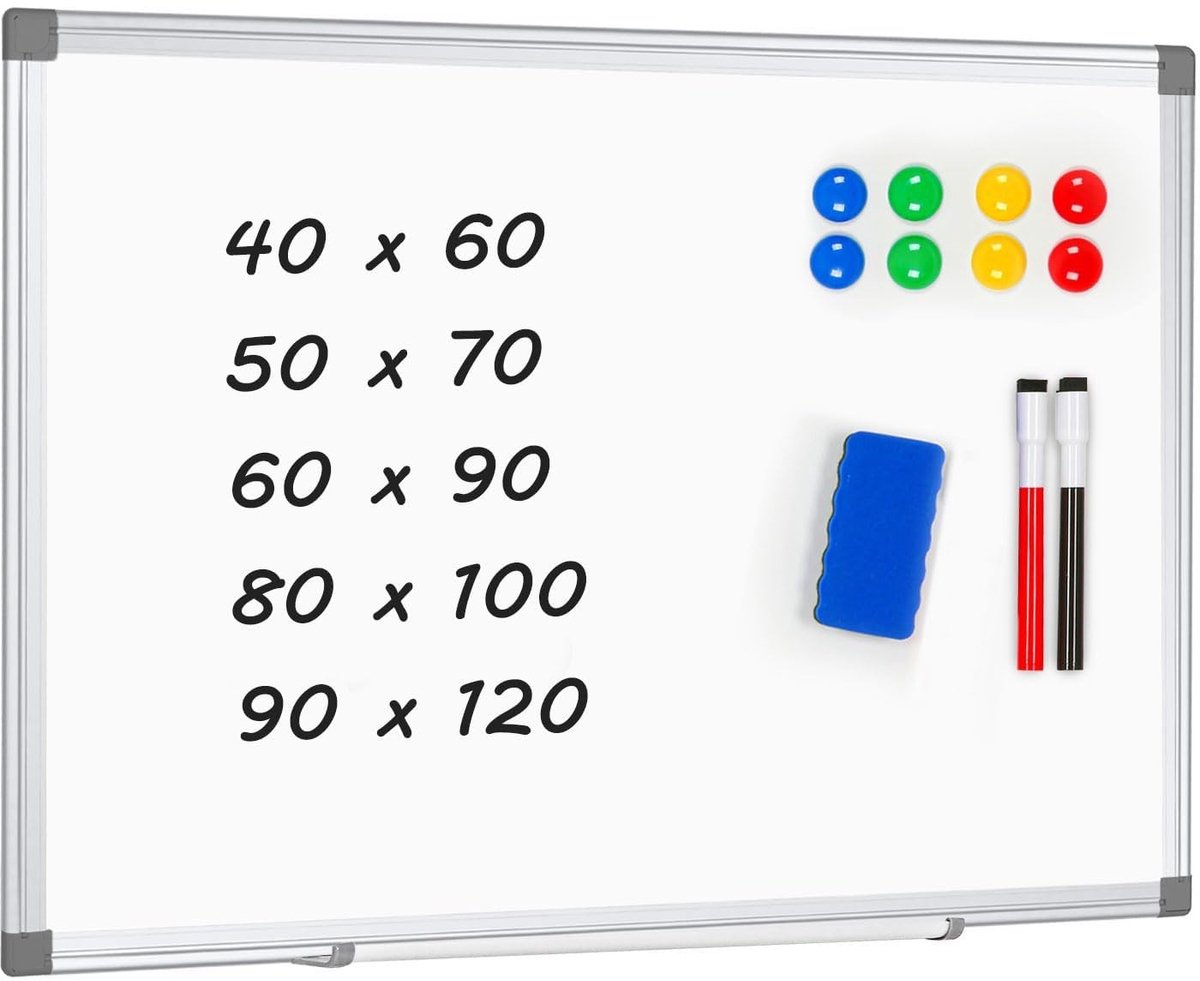 Dailygoods - Magnetisch Whiteboard 60x90cm - Wandmontage met Aluminium Frame
