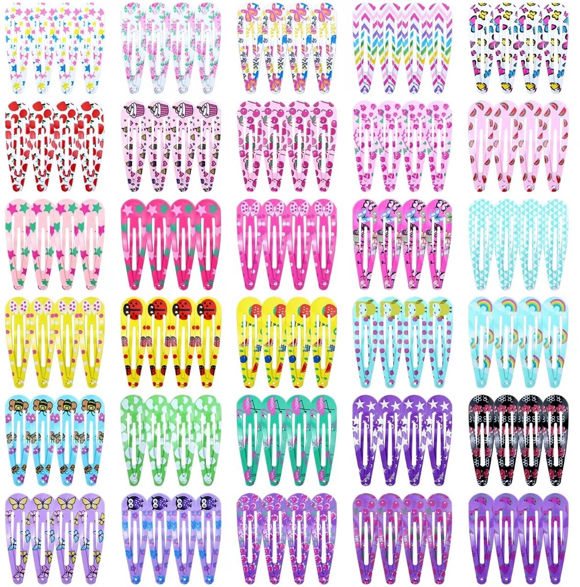 Dailygoods - 120 Stuks Kleurige Snap Barrettes - Haaraccessoires voor Meisjes