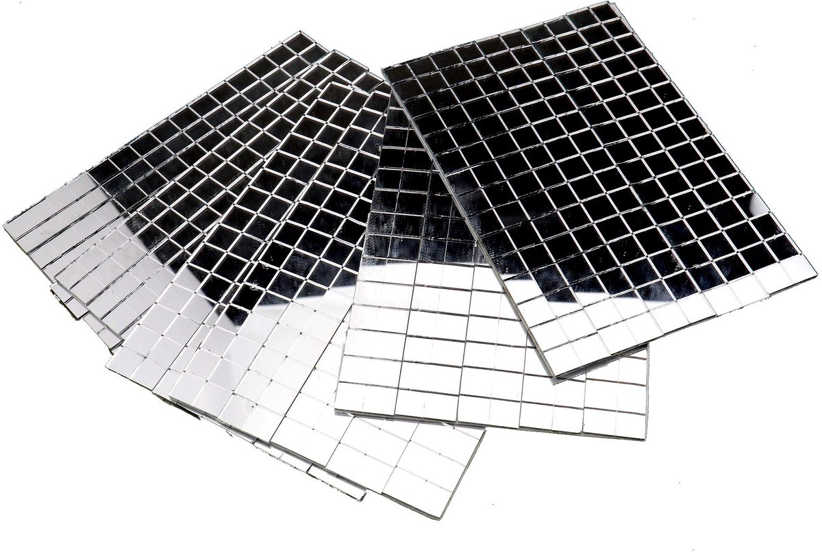 Dailygoods - Mosaïque Spiegeltegels - Zelfklevend - Perfect voor Creatieve Projecten - Zilver - Vierkant 10x10 mm - Voor Scrapbooking en Kaartmaken