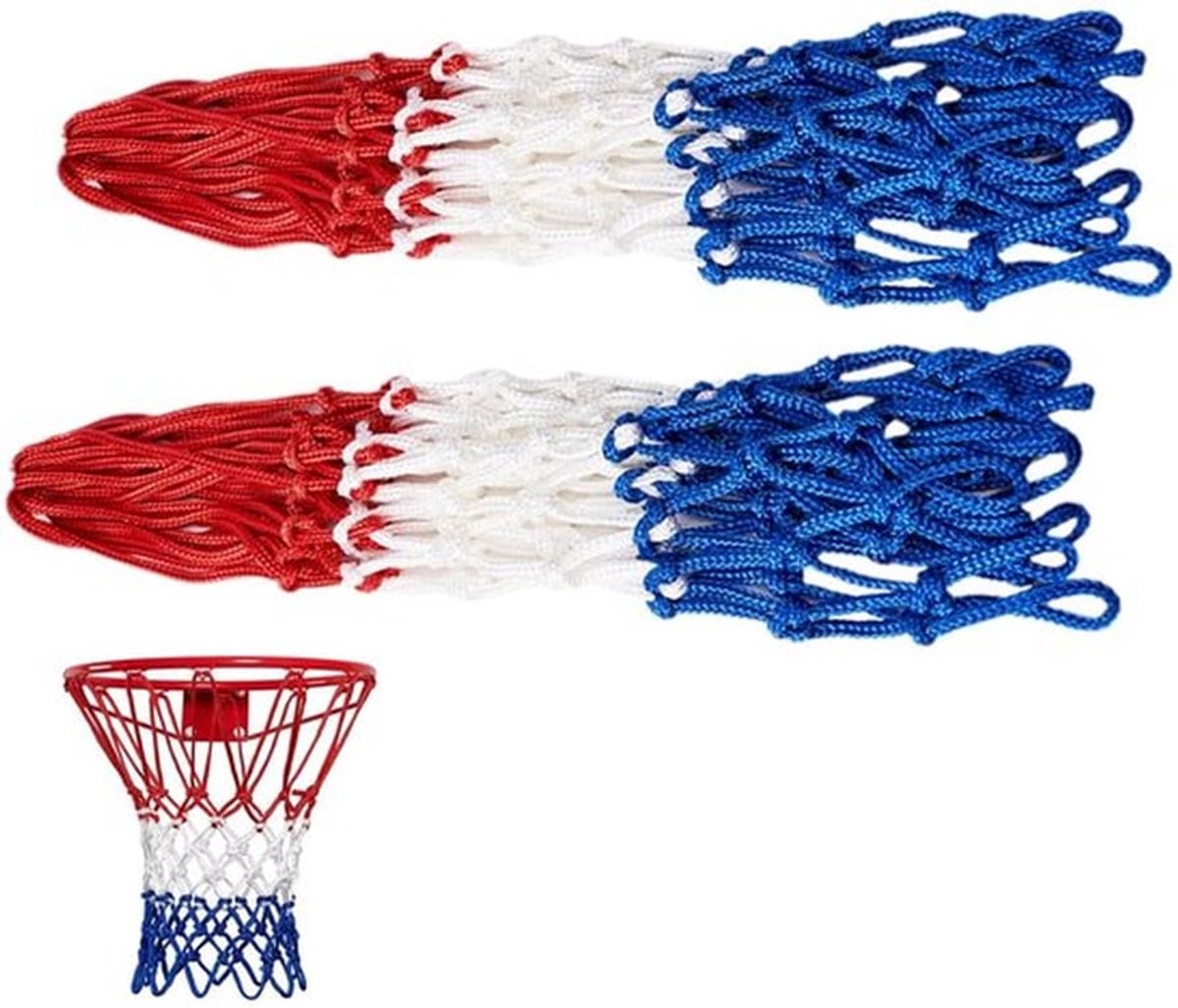 - Basketbalnet - 12 oogjes - Duurzaam en Weerbestendig - Drie-Kleuren - Geschikt voor Binnen en Buiten - Basketbalnet voor Actieve Sporters