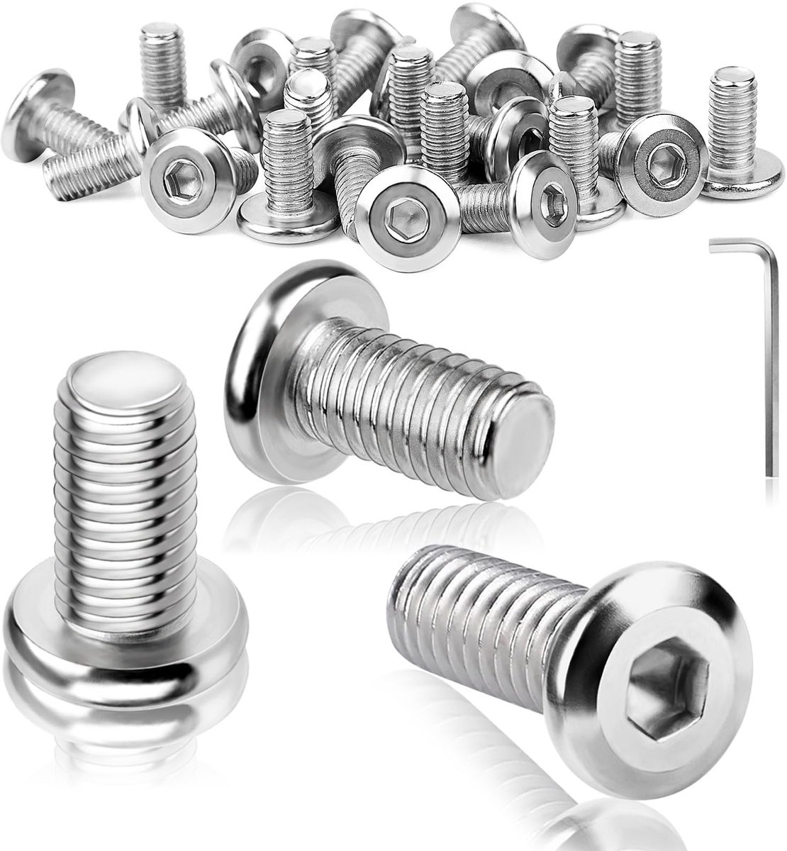 Dailygoods - 25 Stuks M4 Platte Hoofdschroeven 12mm - 304 met Inbus Sleutel