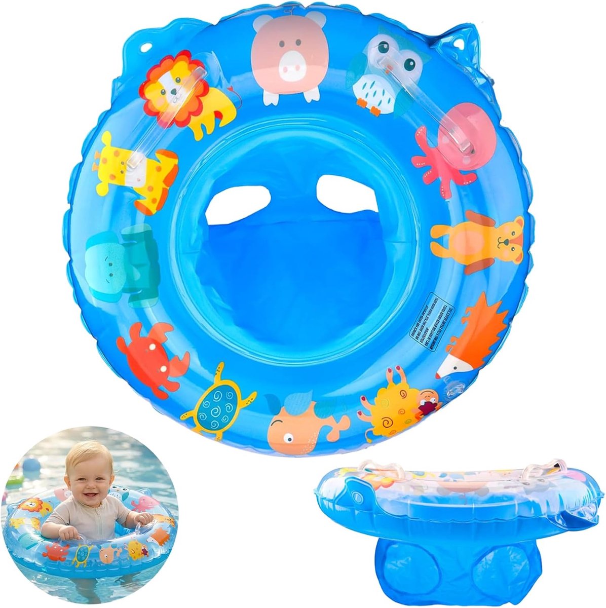 Opblaasbare babyzwemring met zitje voor baby's en peuters van 6 tot 36 maanden, veilige zwemhulp met comfortabele zitting, waterpret badaccessoire voor eerste zwemervaringen in zwembad