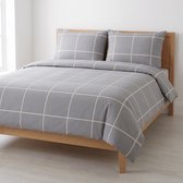 Saphira Dekbedovertrek - Lits Jumeaux - Check Patroon - Grijs - 240x200/220 cm + 2 kussenslopen 60x70 - 100% Katoen - Zacht en Duurzaam