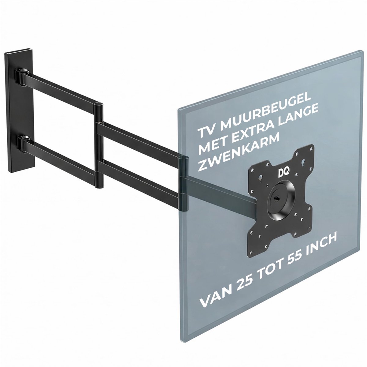 SnelShoppen - DQ WALL SUPPORT Rotate XL TV muurbeugel - Extra lange Zwenkarm, Flexibele Draaibar voor Middelgrote TV's, Zwart 108,5 cm / 25 kg, Ideaal