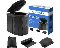 SnelShoppen - KINSPORY Campingtoilet Draagbaar Toilet Vistoilet Opvouwbaar Toilettemmer Camping WC voor Kamperen Tuin Feest en Kinderen