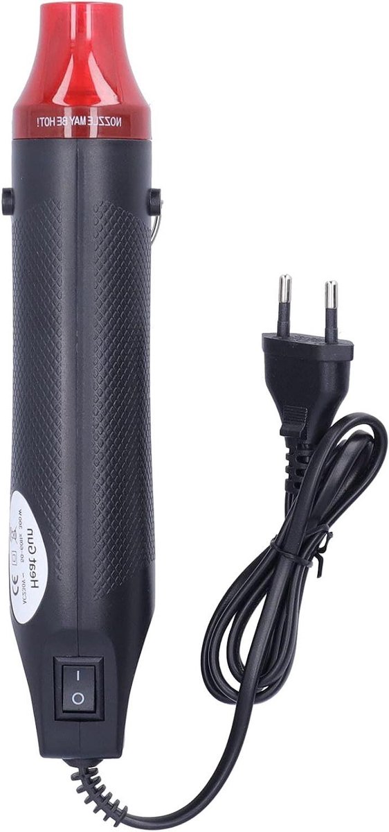 Mini Heteluchtpistool - Compact Warmtepistool - Hobby Projecten - Ingebouwde Standaard - 200℃ - Zwart