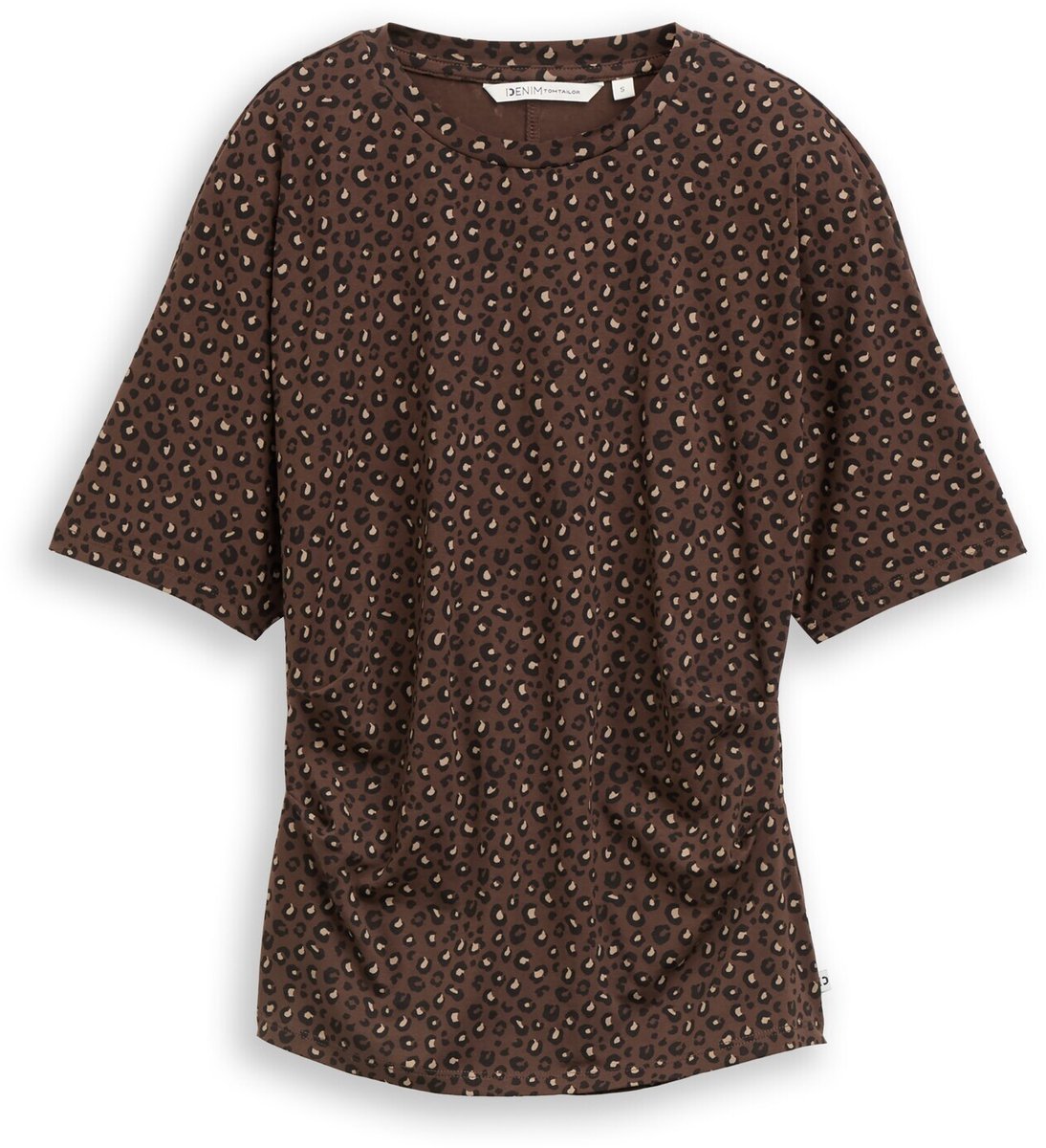 Tom Tailor Denim - T-shirt met luipaardprint - Maat M - brown black leo print