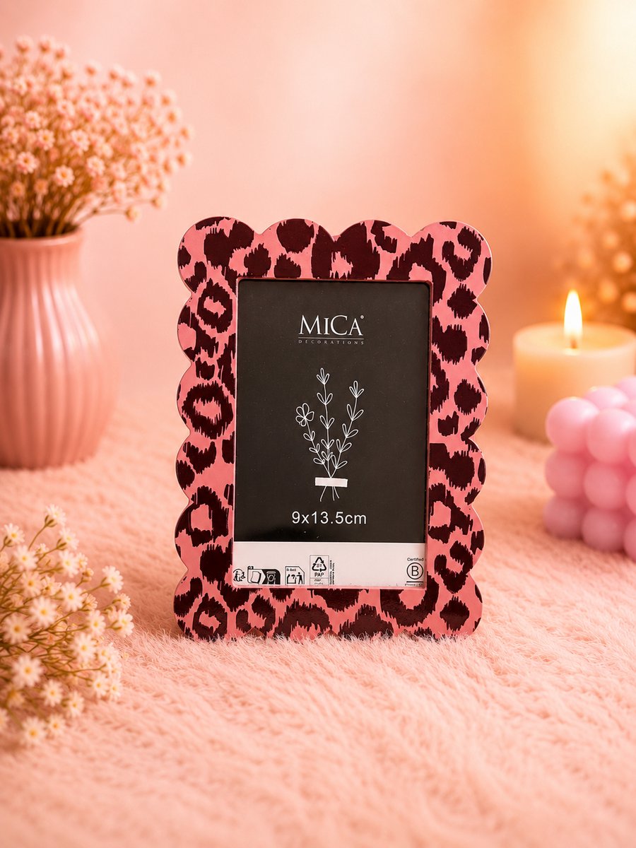 Fotolijst met panterprint - roze | Viva Femme | Fotolijst | Foto's | Inlijsten | Herinneringen | Decoratie | Cadeau | Wonen | Lief | Moederdag