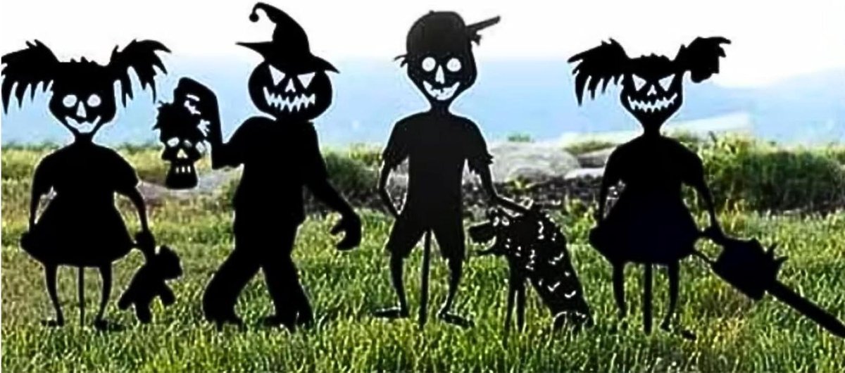 Halloween Tuinstekers - Tuindecoratie Halloween - Tuin Versieren - 4 Griezelige Designs - 35 cm Hoog - Zwart