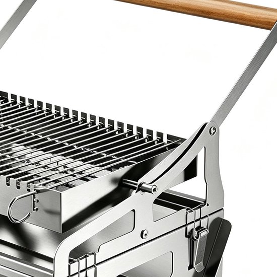 Houtskoolbarbecue - Campinggrill Staal - Buiten Grillen - 360 Graden Rotatie - 16 x 30 x 16 cm - Zilver — afbeelding 3