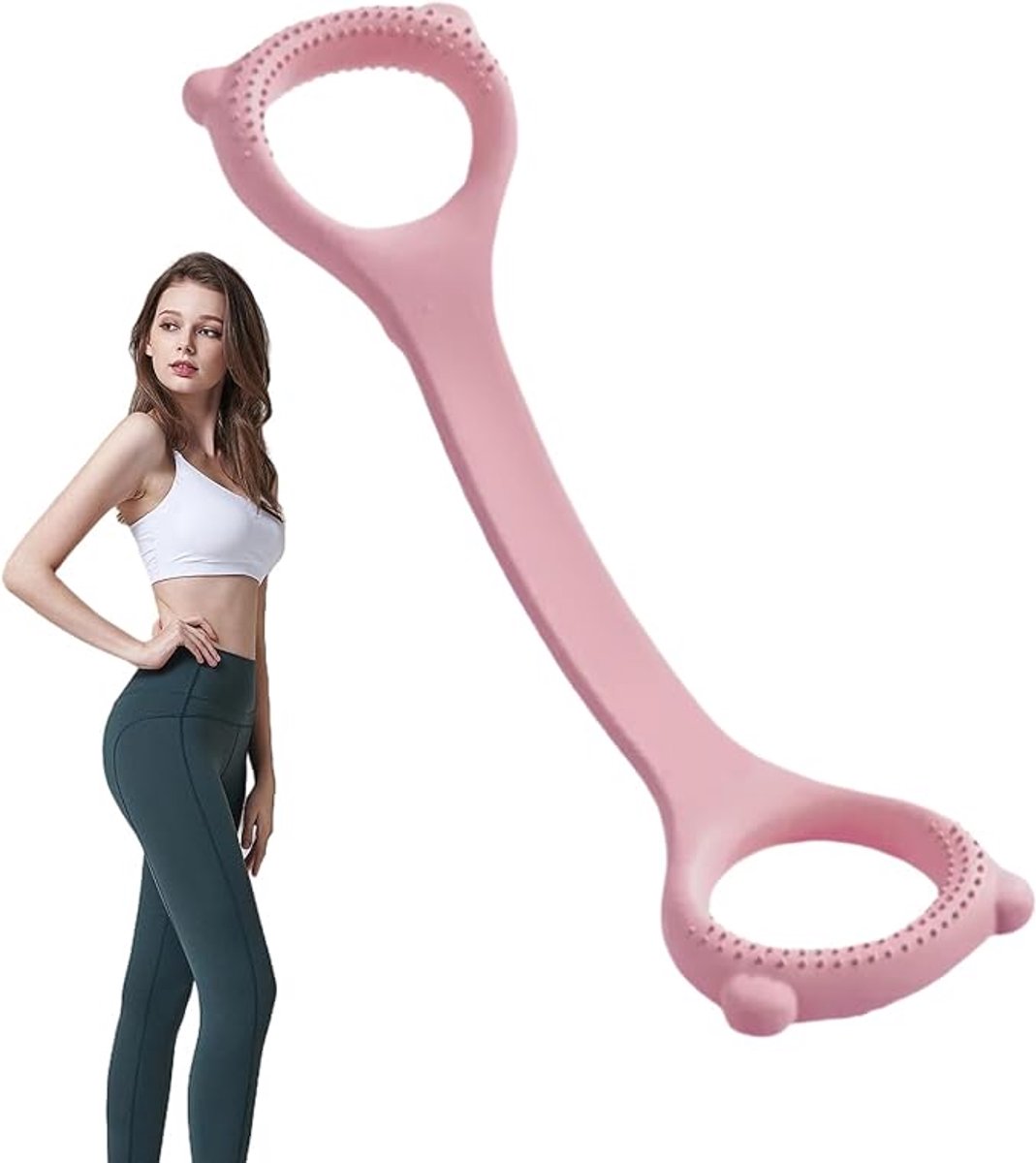 KZQ Armband met handsteun (18 kg) - Siliconen armtrainingsband - Stevig en duurzaam, geschikt voor borsttraining - Unisex, ideaal voor yoga, pilates en fysiotherapie - Roze