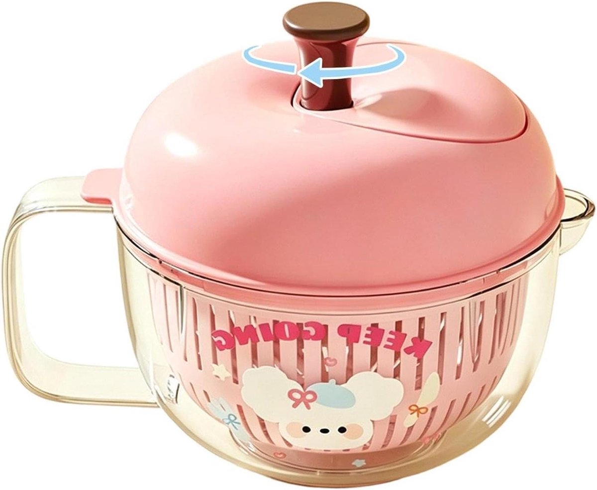 Fruitcentrifuge - Keuken Afdruipgereedschap - Groenten Schoonmaken - Dubbele Rotatie Systeem - 21x17 cm - Roze