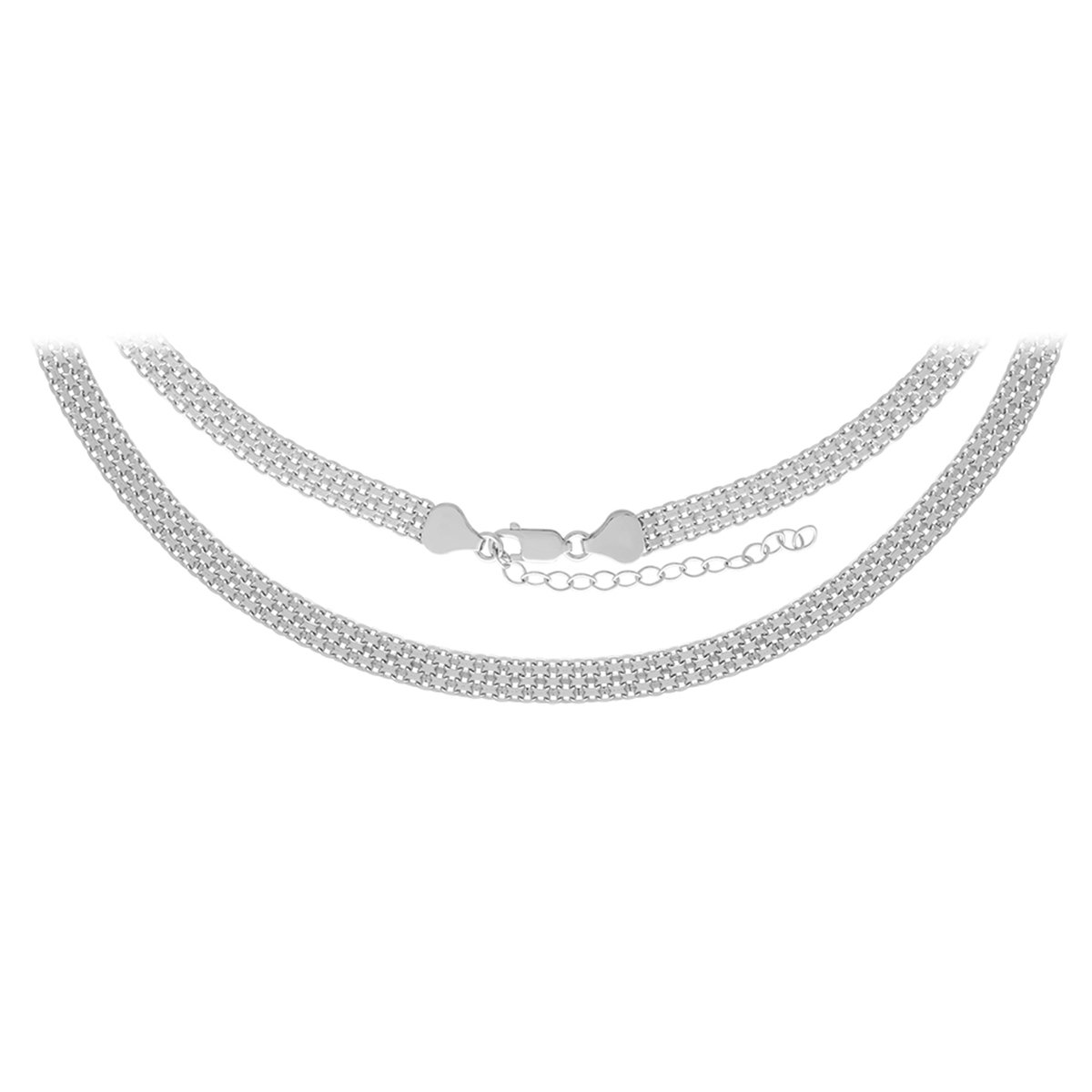 Cavill - Verstelbare dubbele fijne mesh ketting - 925 sterling zilver gerhodineerd - Luxe zilveren ketting dames - Elegante modieuze ketting