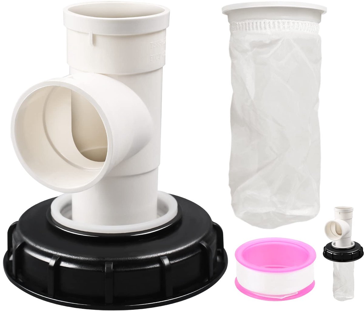 SnelShoppen - MaxEarn IBC Dekselfilter 3-weg regenwaterfilter met nylon filterzak DN 165 mm voor regenwatertank, tonvat, IBC container, tuin, camping