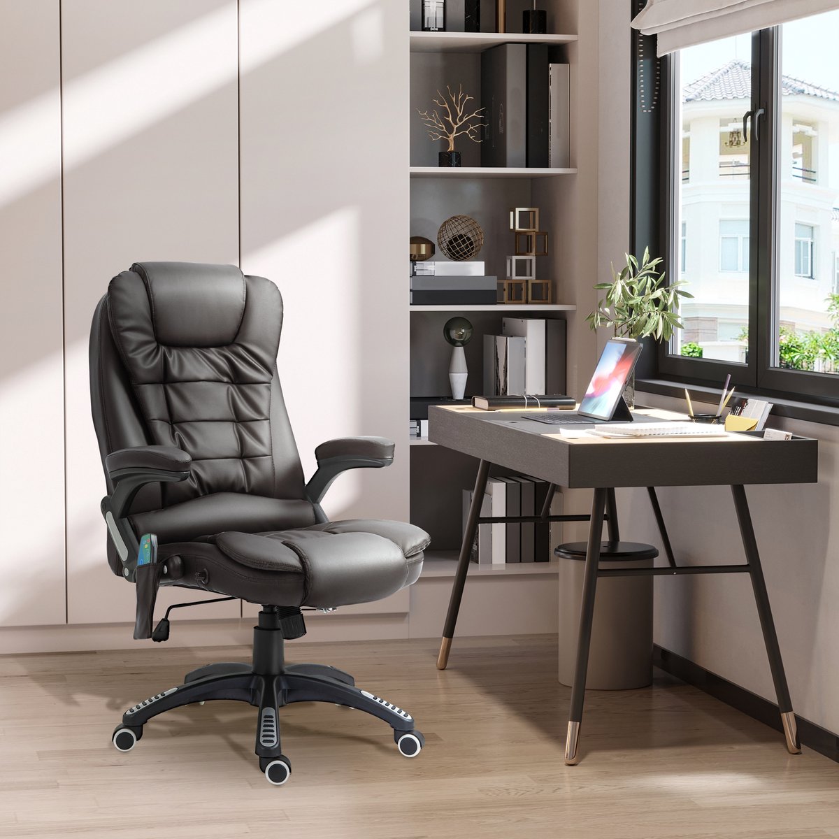 COVREO Bureaustoel 62x68x121 cm zwart kunstleer, massage en warmte