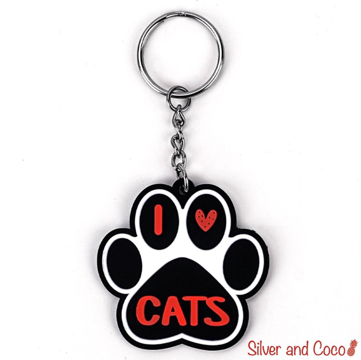 SilverAndCoco - Katten 2D Sleutelhanger Huisdier / Auto Huis / Key Chain Poes / Sinterklaas Schoen Cadeau Sleutel Ring Sleutels Kat Cat - Katten / Poezen / I love Cats