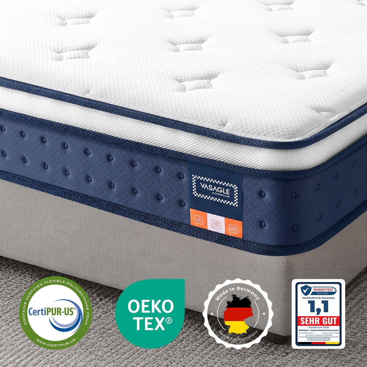 Matras – Blauw – 200 x 140 x 20 cm