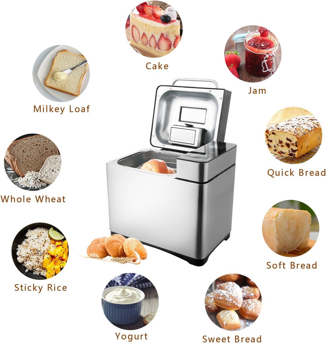 Broodbakmachine MELVRA – 19 Programma’s – Broodbakautomaat met Ingrediëntenvak – 15u Timer – 500-900 g