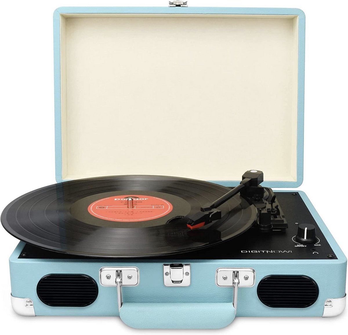 DIGITNOW Platenspeler - Ingebouwde Speakers - Auto-stop - Retro - Blauw