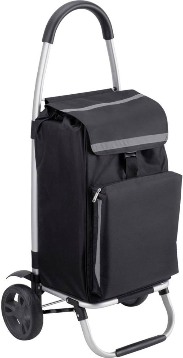 Lìon® Boodschappentrolley - Boodschappentas op Wielen - Opvouwbare Boodschappentrolley - Zwart - 29cm x 38cm x 89cm