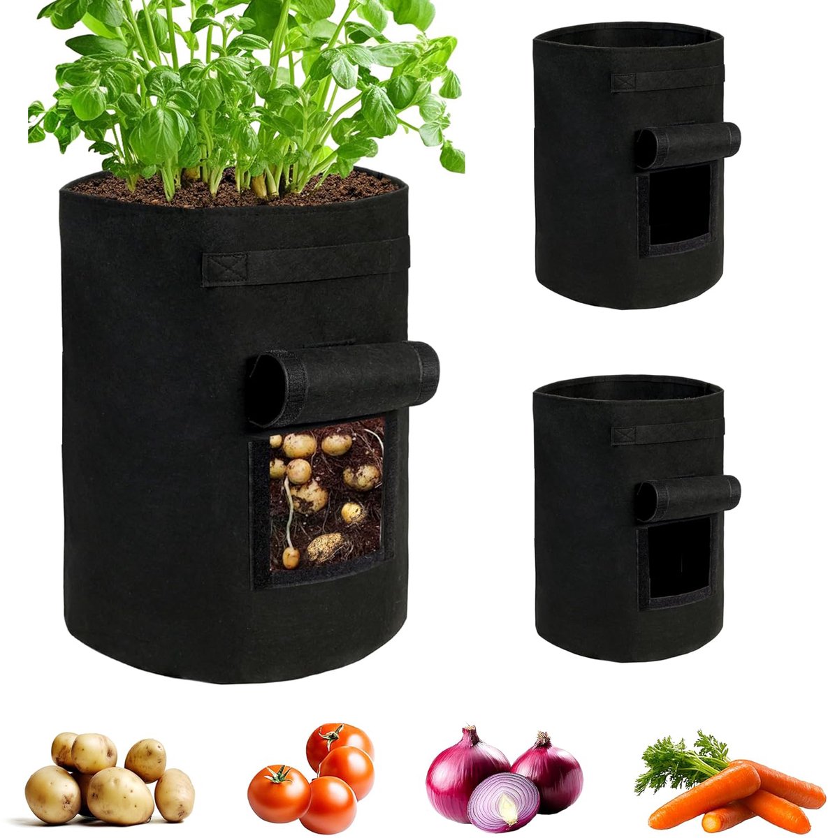2 Stuks Aardappelkweekzakken Van 10 Gallon - Beluchtingspotten Van Textiel Met Handvatten - Kweekzakken