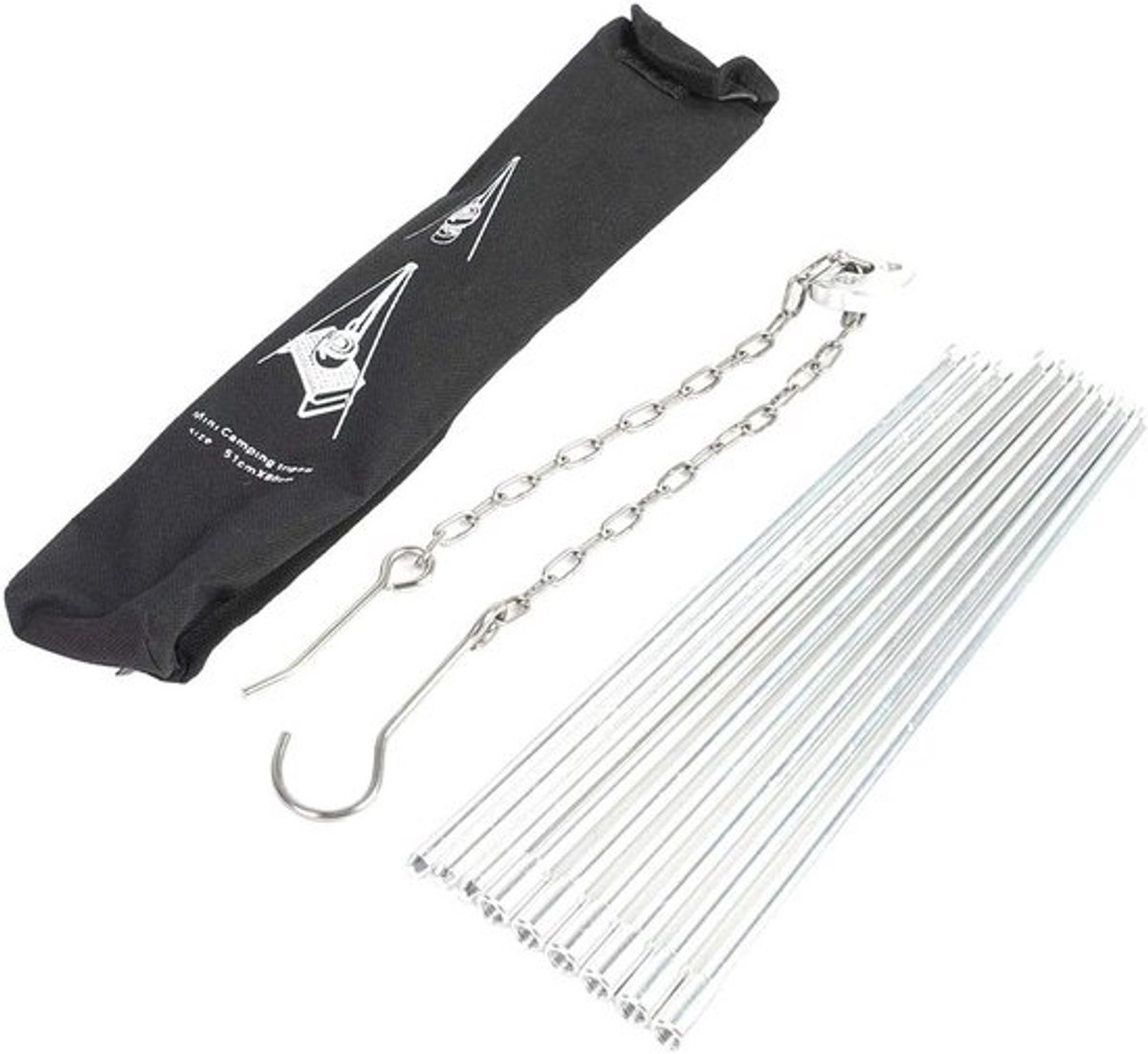 Barbecuegrills - RVS campingdriepot - plaat voor buiten koken - roosteren en grillen - buiten picknick - kampeer BBQ