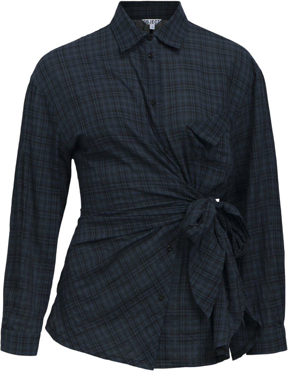 Object Objmalua L/s Re Shirt 147 Dames - Jurken - Donkerblauw - Maat 38
