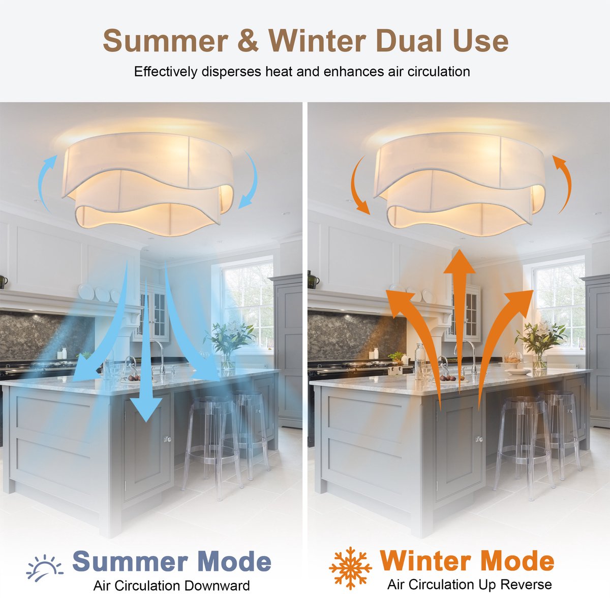 Moderne 19-inch plafondventilator - ABS-bladen - App- en afstandsbediening - Zes snelheden - Omkeerbare ventilatorstanden - Geschikt voor slaapkamer en babykamer – foto 6