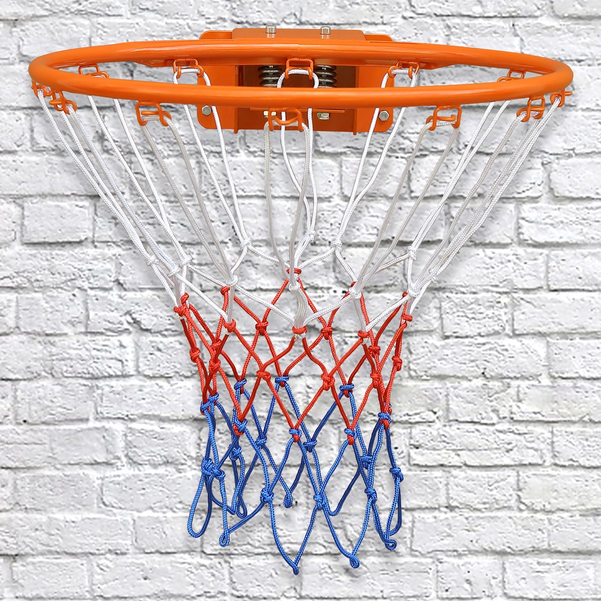 COVREO Basketbalring 45 cm oranje, ijzer en nylon met dubbel veersysteem
