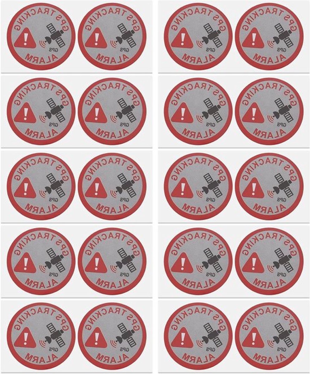 GPS-tracking alarmstickerset voor diefstalbescherming - 20 Stuks - Waarschuwingstickers voor binnen- en buitengebruik - zelfklevende stickers - rechthoekig - 7,5 x 3 cm