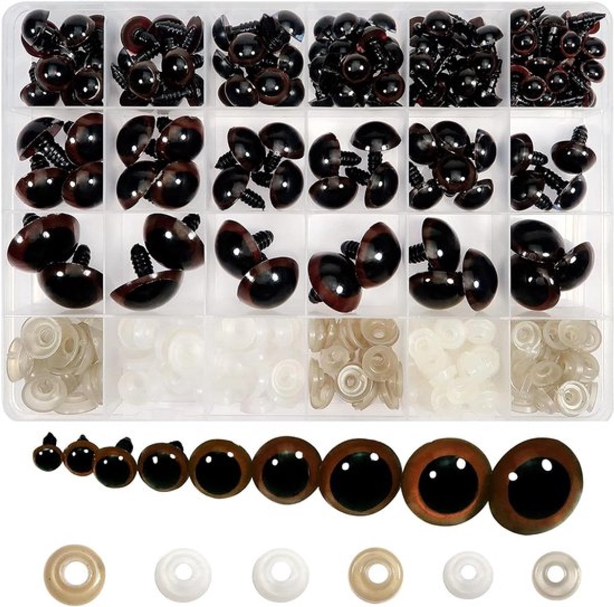 Veiligheidsogen - Poppenogen - 150 stuks - Bruin - Amigurumi - Kunststof - Dieren Pluche Poppen - Handwerk - Geschikt voor Amigurumi Poppen - Bruin.
