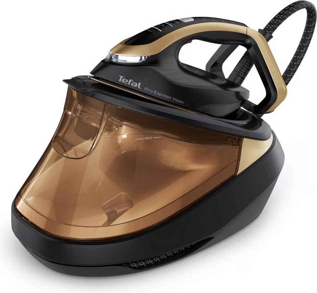 Tefal Pro Express Vision GV9823 Stoomgenerator - 3000W - 9 Bar - 800g/min Stoomstoot - Verticale Stoomfunctie - LED Lampje - Anti-Kalk - Goud/Zwart