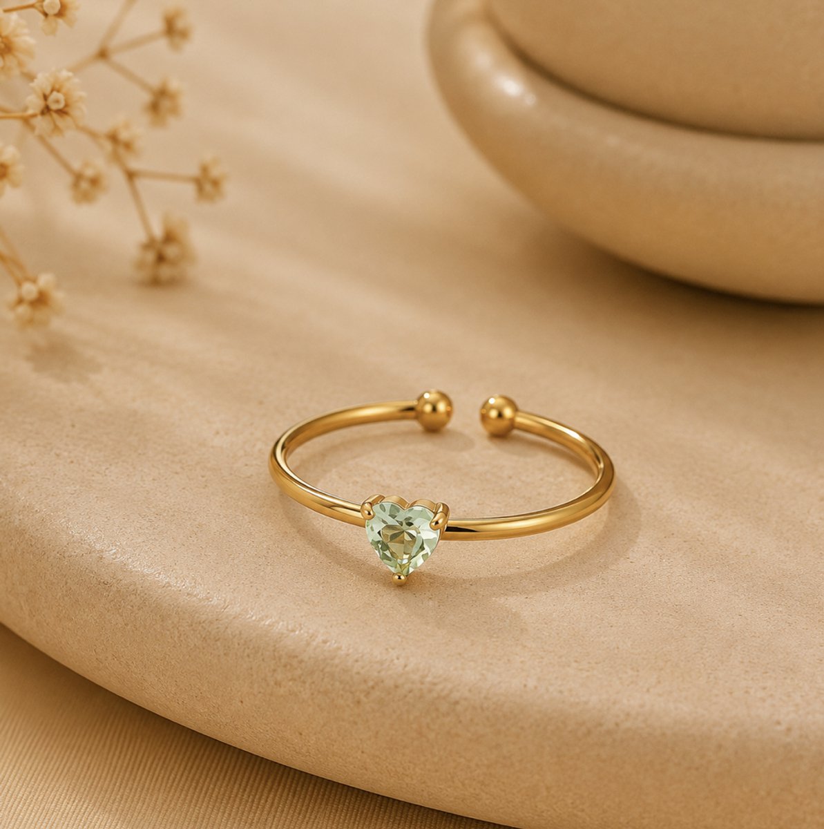 Maevi® Geboortesteen Ring - Maand: Augustus - Geboortesteen / Geboorte Cadeau - Kraamcadeau - Ring / Sieraad - Geboortesteen / Birthstone - Hoge Kwaliteit - Roestvrijstaal / RVS / Stainless Steel - Verkleurt Niet - Incl. Luxe Verpakking - Verstelbaar