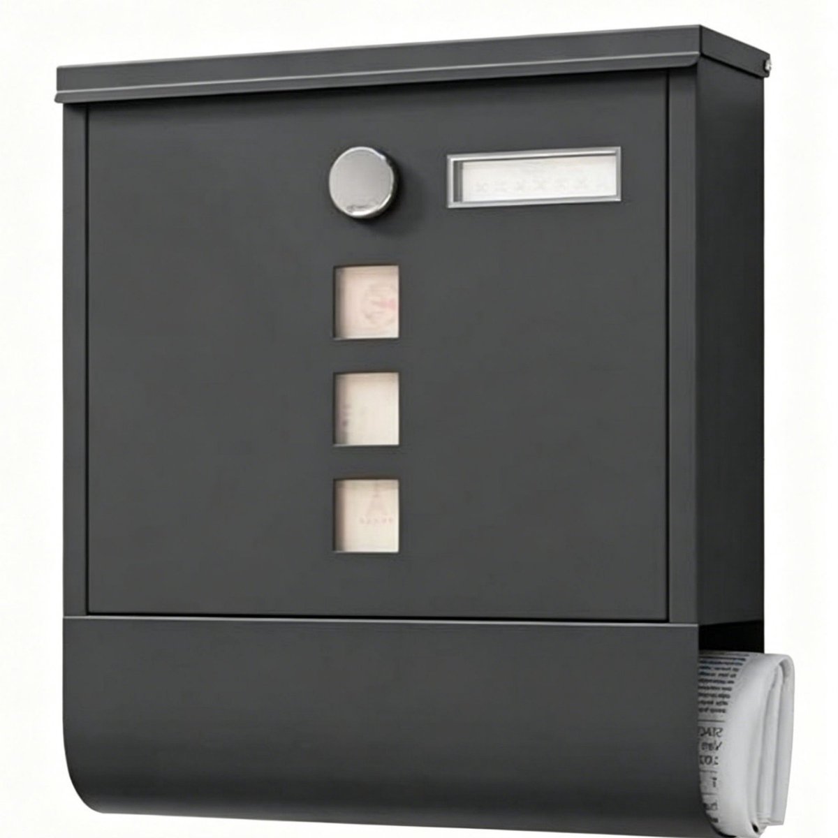 Brievenbus - Wandbrievenbus - brievenbusdoos - brievenbus zwart - Buitenbrievenbus - 30,8 × 10 × 33,8 cm - Zwart - IJzer