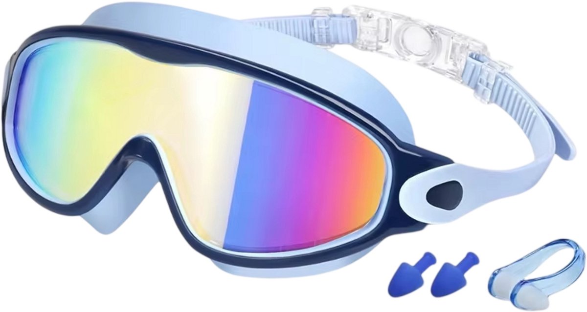 Kinder Zwembril – Zwembril voor Kinderen met Breed Zicht, Anti-UV en Anti-Condens voor Jongens en Meisjes van 3-15 Jaar - Blauw