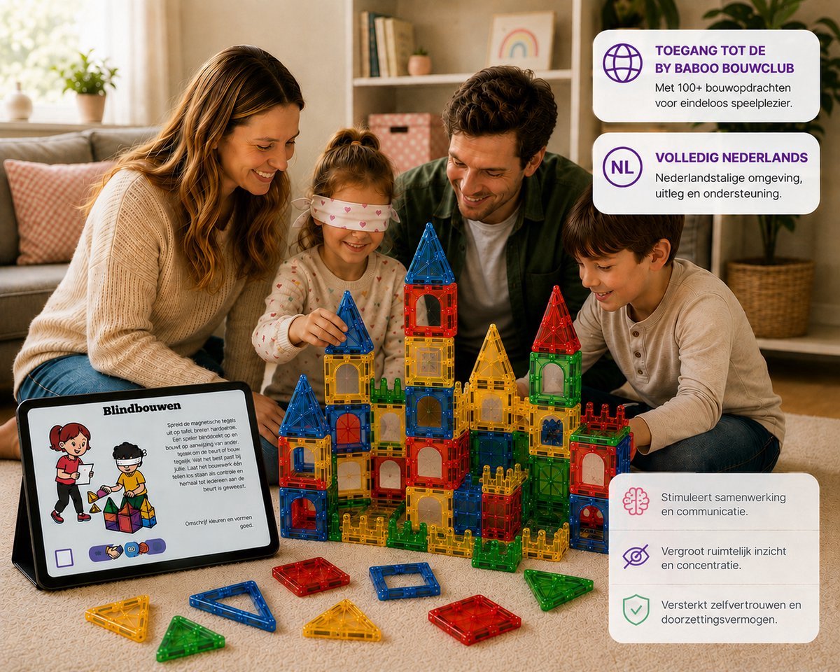 By Baboo® Magnetic Tiles 100 stuks + Bouwclub toegang - Magnetische Tegels Speelgoed Blokken - Magna Magnetisch Cadeau Jongens Meisjes Constructie - Montessori Mind Educatief Kinderspeelgoed 3 Jaar, 4 jaar, 5 jaar, 6 jaar, 7 jaar, 8 jaar, 9 jaar — cadeau in Spellen & Speelgoed - foto 7