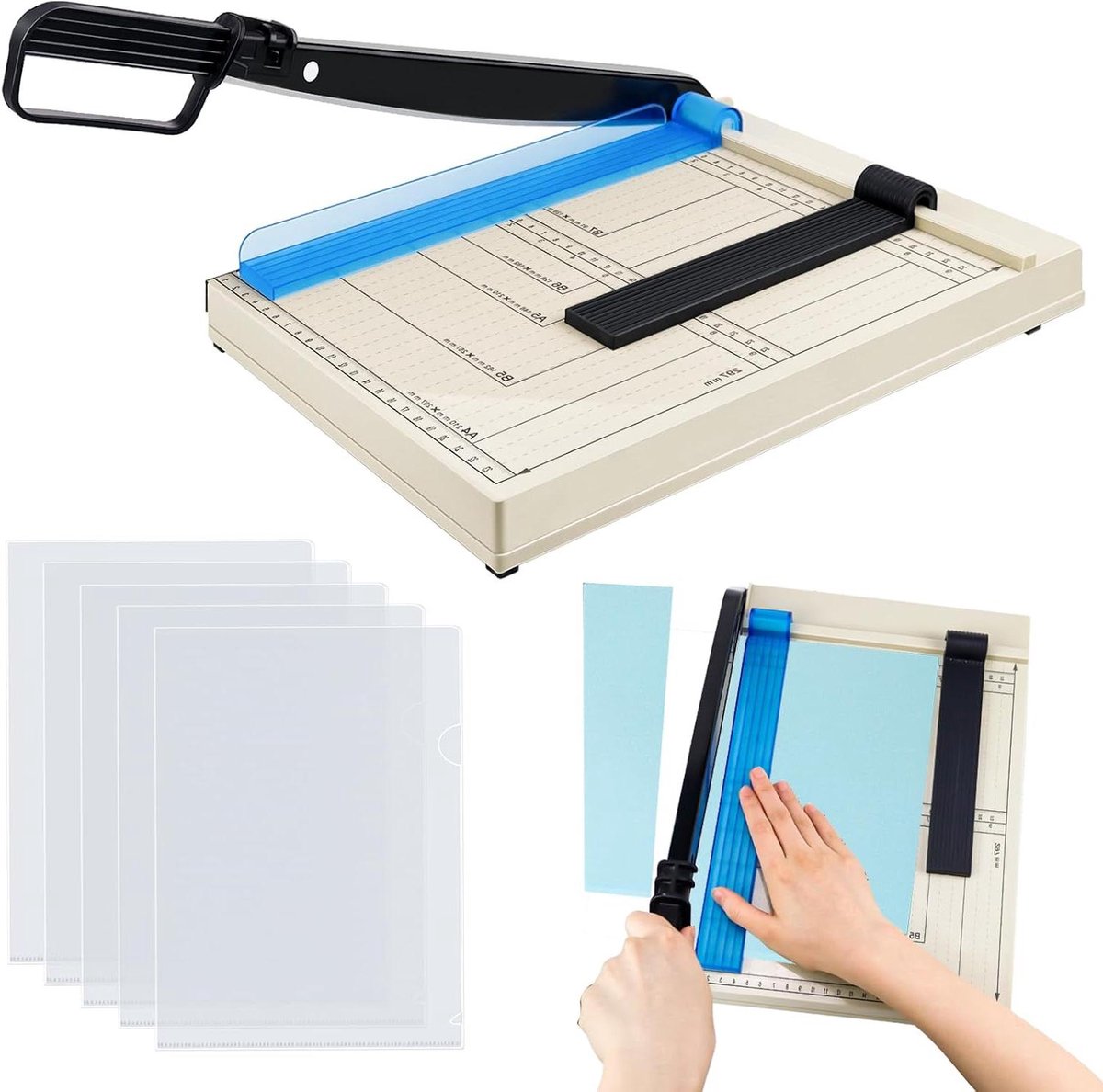 Papiersnijmachine - Papiersnijder Hefbloksnijder - Nauwkeurig Snijden - Compleet met Mappen - A4/B5/A5/B6/B7 - Wit