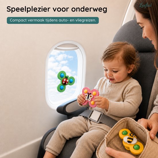 Leefico Fidget Spinners Baby met Zuignap - Badspeelgoed Baby - Sensorisch Speelgoed - Set van 3 Stuks van Leefico — afbeelding 5