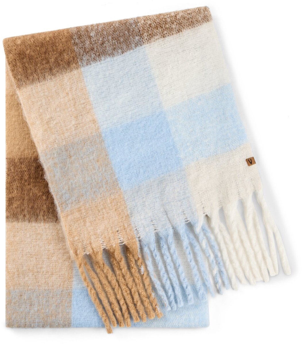 camel active Gebreide sjaal met ruitpatroon - Maat womenswear-OS - Lichtblauw