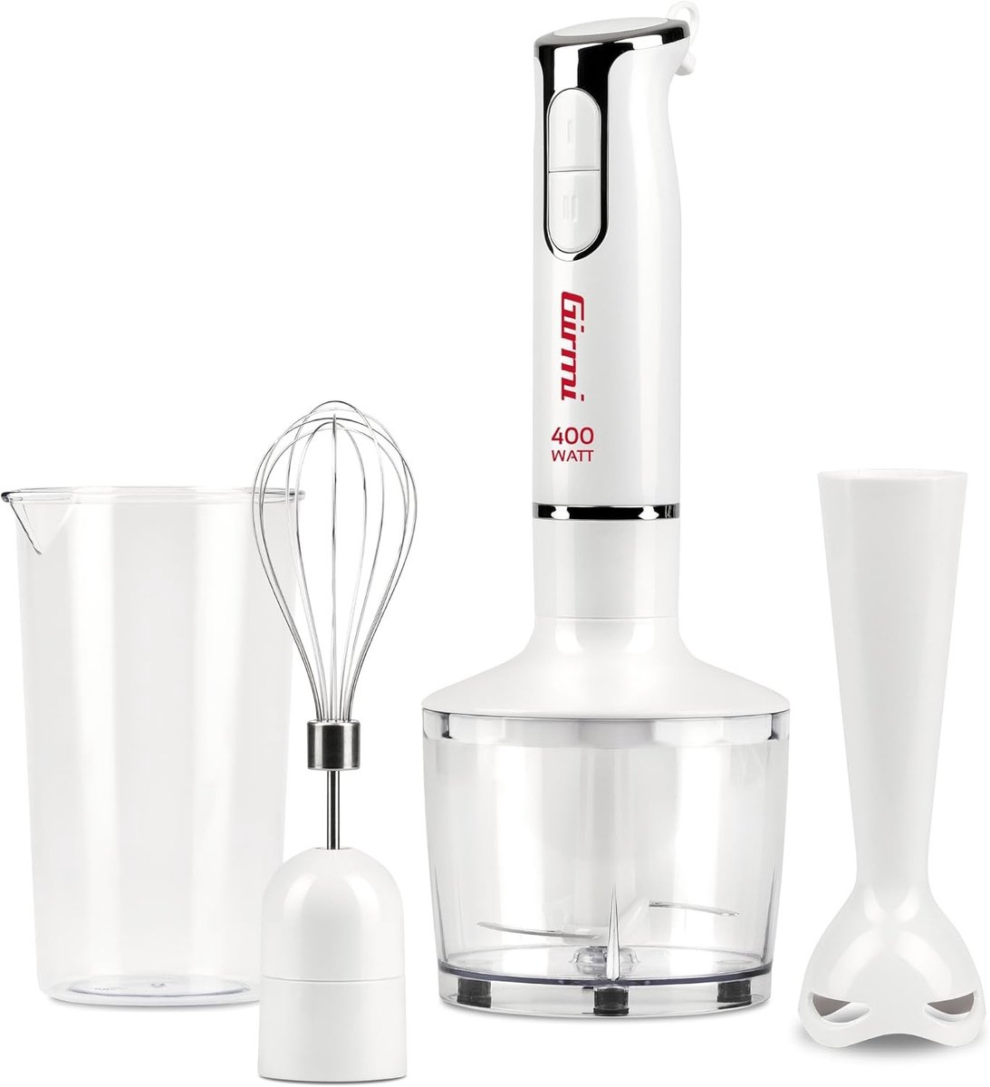 Staafmixer - Grijs - Wit - 400 W - 3-in-1 Mixer met Garde en Hakmolen