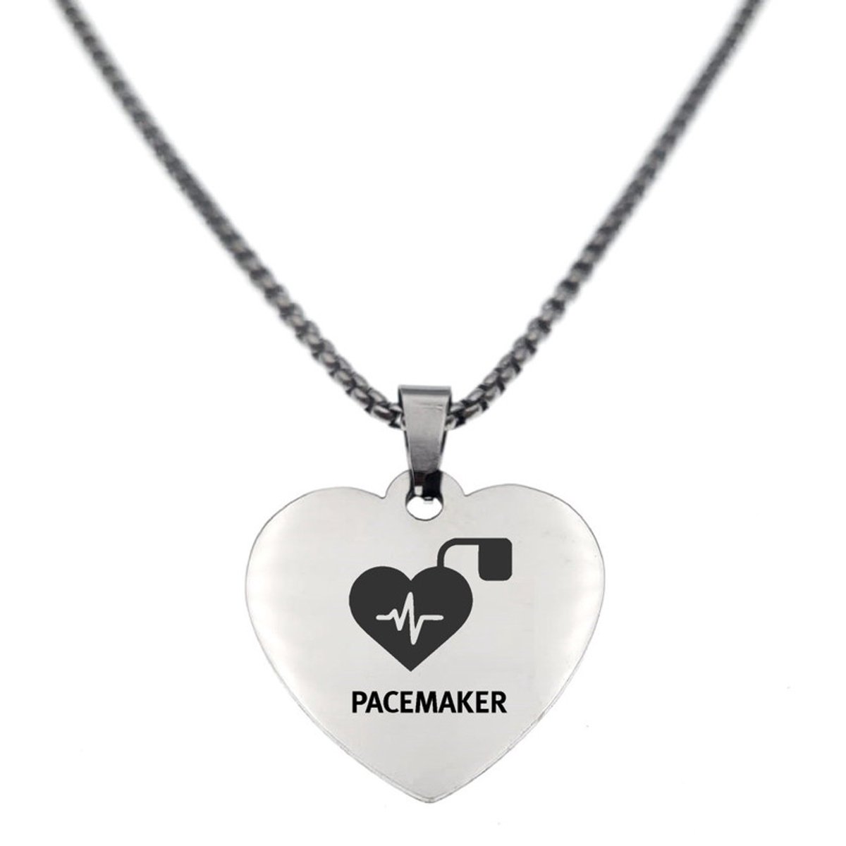 Ketting | Hart | RVS | Zilver | Pacemaker