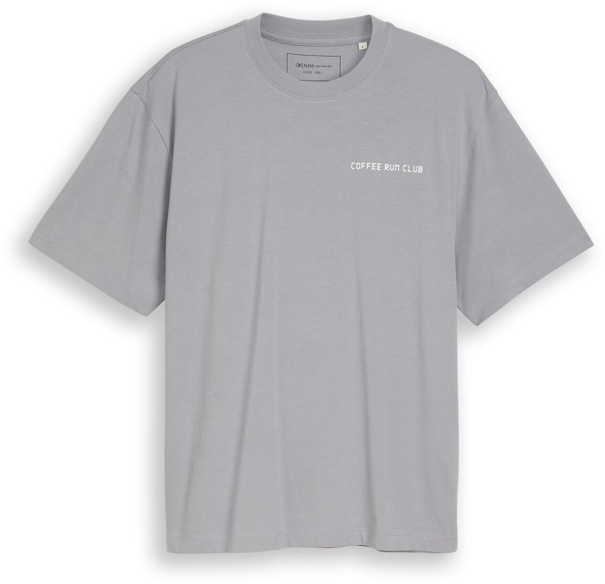 Tom Tailor Denim - T-shirt met relaxte pasvorm en print op de rug - Maat XS - ultimate grey