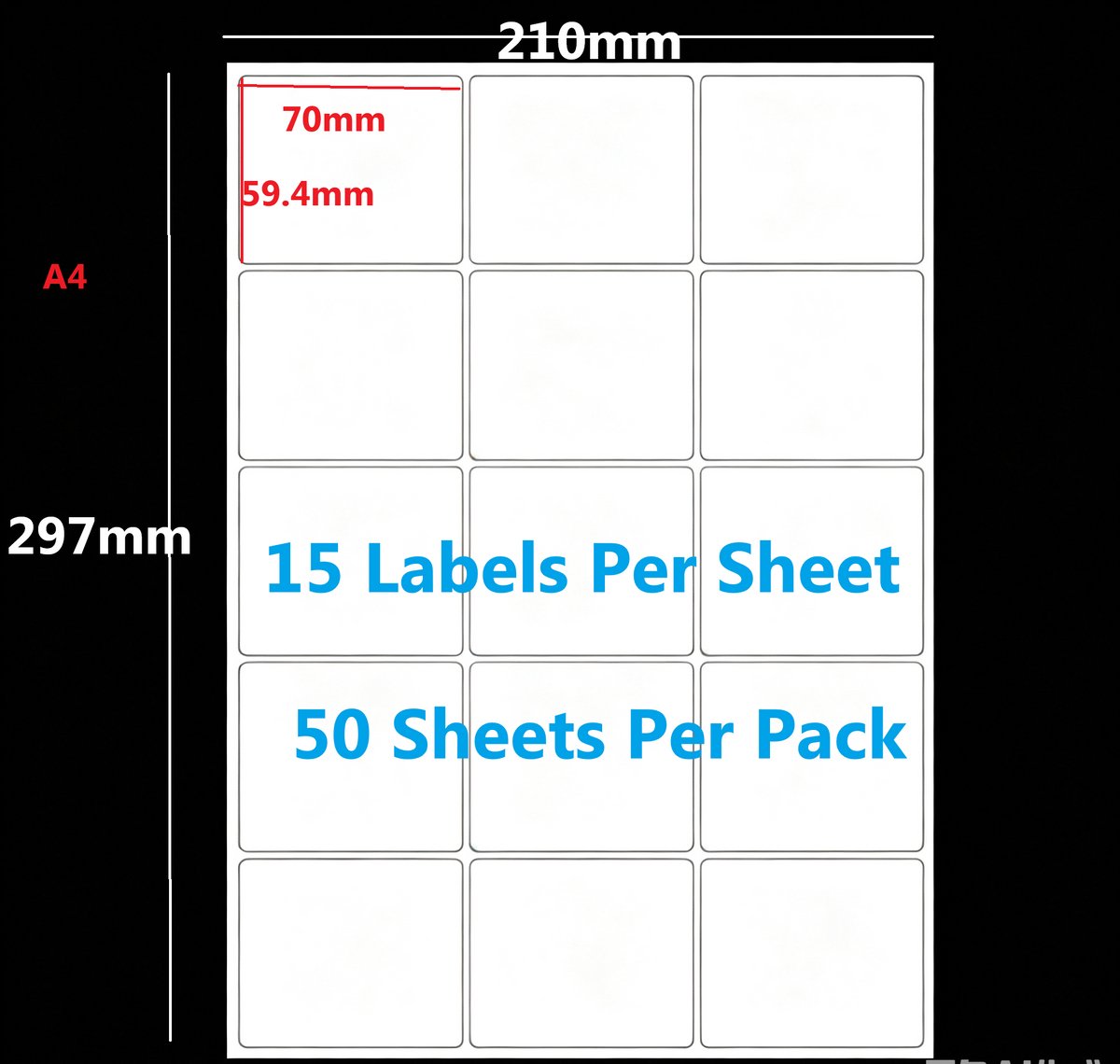 Fyfanie A4 Mat Zelfklevende Printeretiketten -15 etiketten per vel 70×59,4 mm-50 vellen per set | Word‑sjabloon meegeleverd