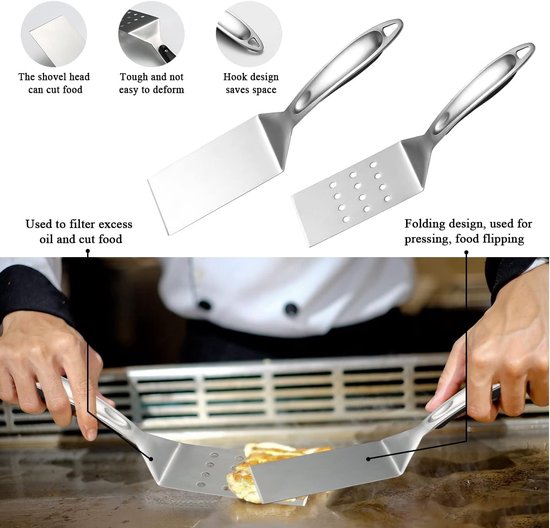 Grill accessoires kit 10 stuks met een keukengerei houder BBQ barbecue gereedschap set roestvrij stalen handvat geen smelten geen afkomen en hittebestendig Barbecue — afbeelding 5