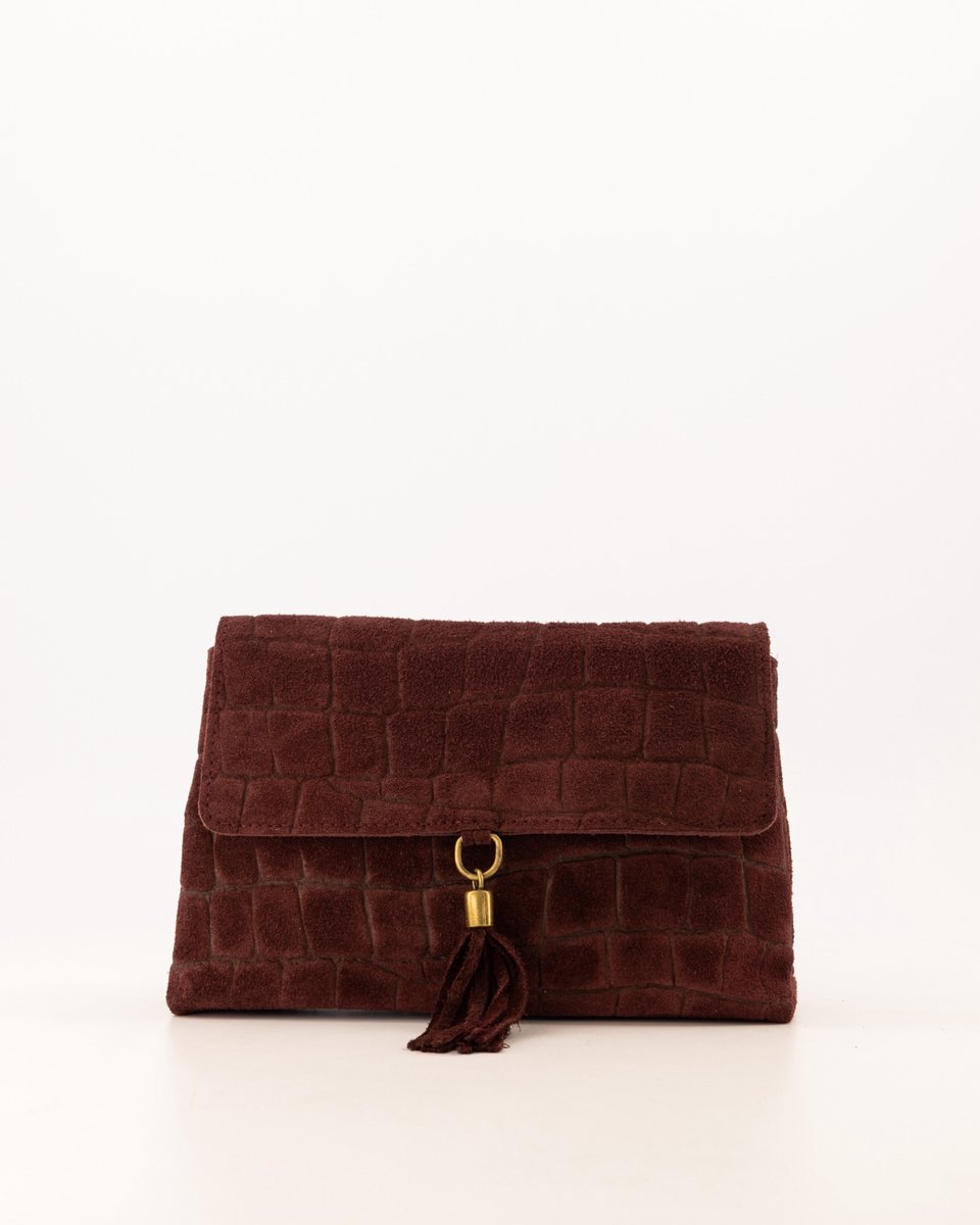 Teatro - Avila - Schoudertasje - Crossbodytasje - Suede - Leer - Croco - Burgundy