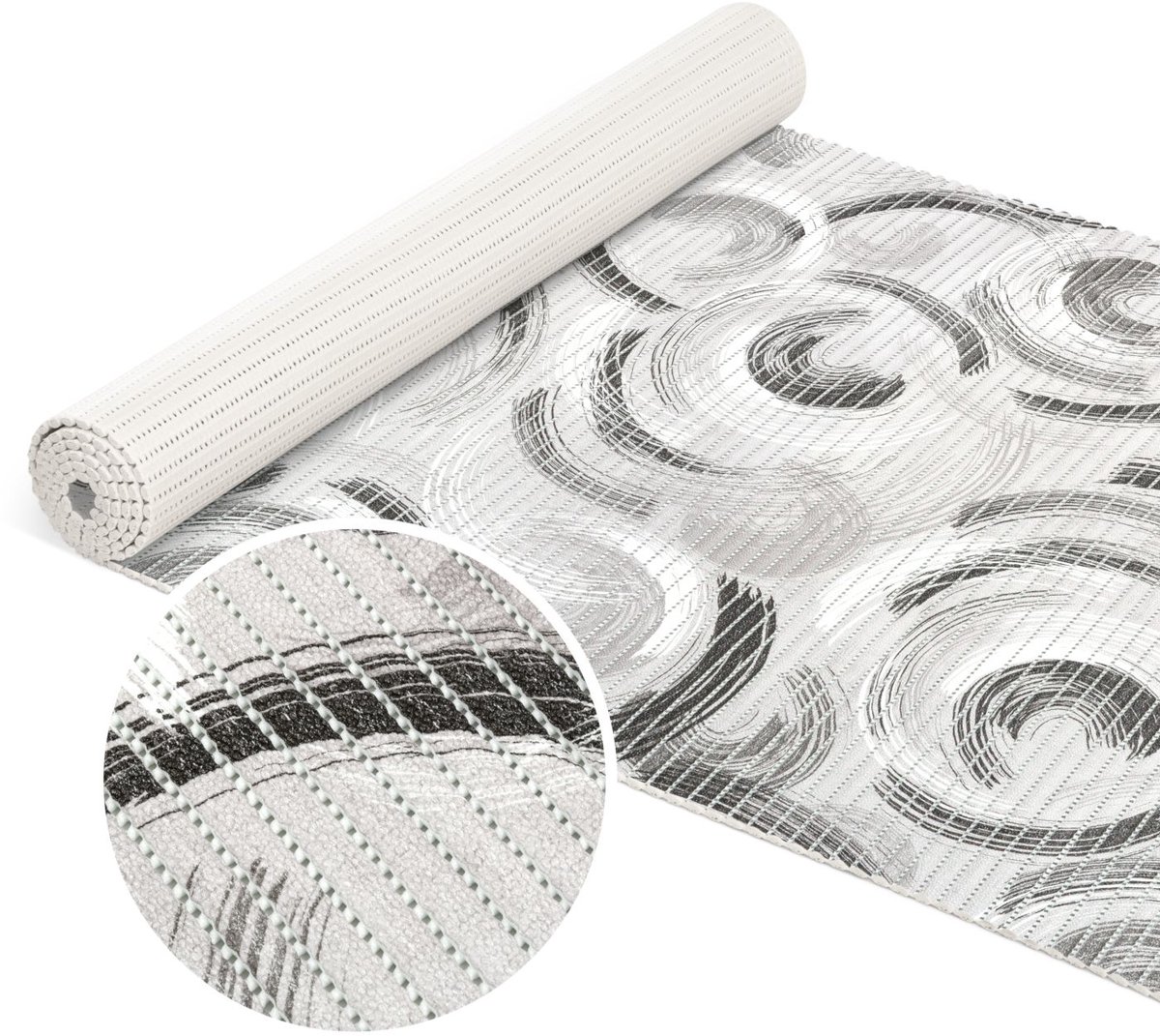 ANRO Badmat Ringen Grijs 65x240cm Antislip Douchemat Afwasbaar Sneldrogend