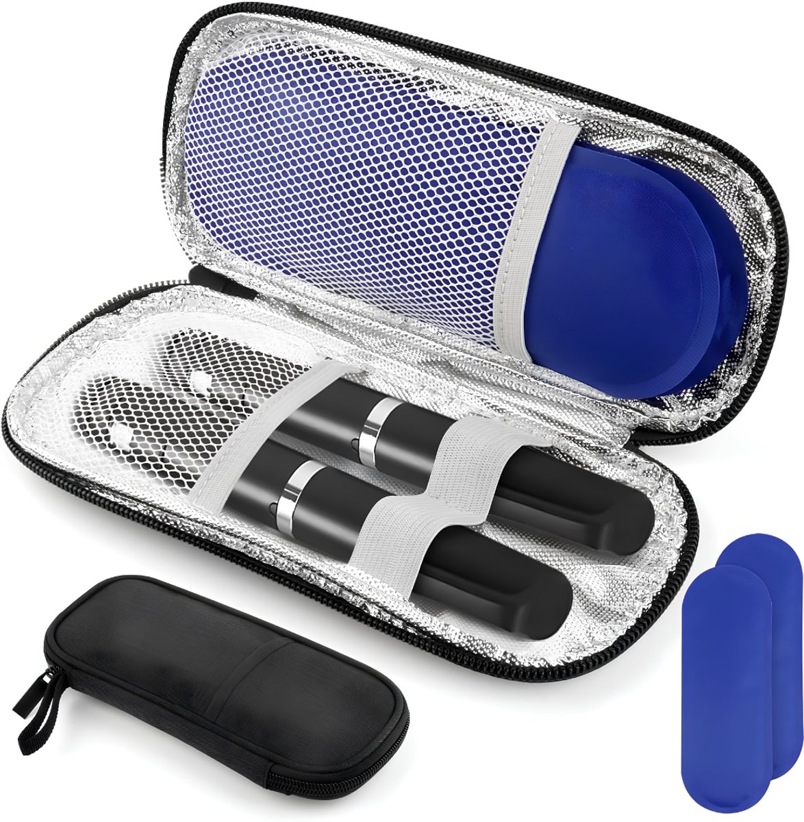 Lìon® Insuline Koeltas - Insulinekoeltas met 2 Gelvakken - Draagbare Koeltas voor Insuline - Zwart - 21cm x 10cm x 3cm