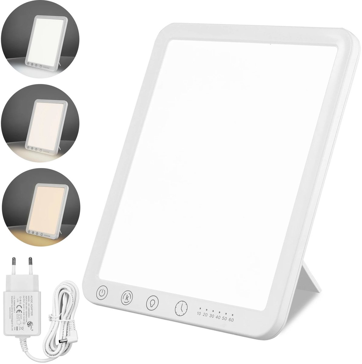 Velori Lichttherapielamp 15000 Lux - Daglichtlamp - Zonlichtlamp - Lichttherapielamp met Touchbediening - 3 Kleurtemperaturen - 5 Helderheidsniveaus - 6 Timers